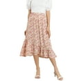 thumbnail image 1 of Unique Bargains Women's Floral Elastic Waist Ruffle High Low Hem Skirts, 1 of 6