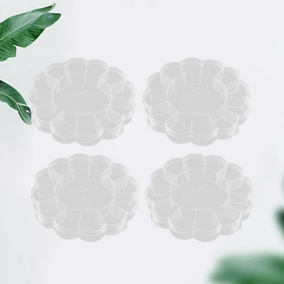 FRCOLOR 4PCS Round Desktop Storage Box with 13 Compartments Stylish Plastic Case for Sundries Organization
