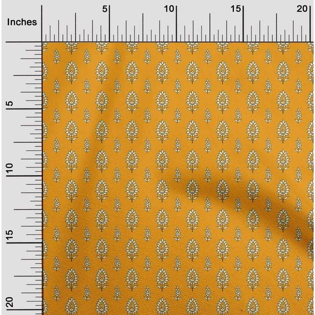 oneOone Viscose Jersey Fabric Leaves & Floral Block Print Fabric BTY 60 Inch Wide