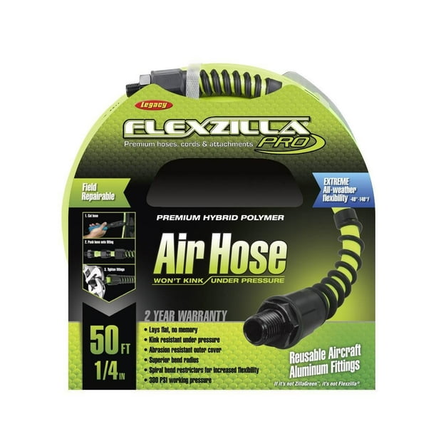 Flexzilla® Pro HFZP1450YW2 1/4" X 50' Field Repairable Air Hose with