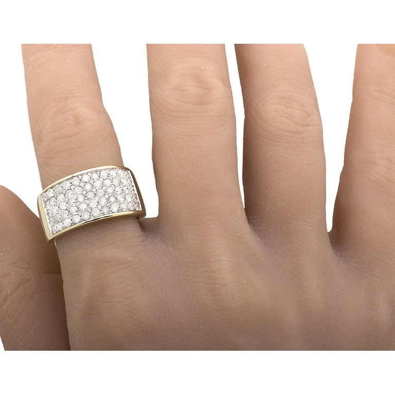 Men's 10K White Gold Wide Diamond Pinky Ring