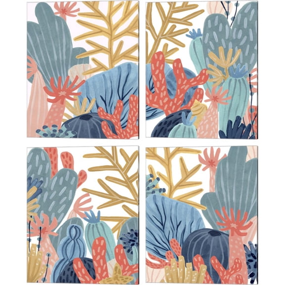Great Art Now Paper Reef by June Erica Vess 4 Piece Canvas Art Set Each 12"W x 15"H