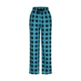 thumbnail image 3 of Qcmgmg Pjs Pants with Pockets Buffalo Plaid Drawstring Sleepwear Lounge Pants Soft Pajama Pants Wide Leg Comfy Pajama Bottoms Casual Pj Bottoms ( Light Blue and Black Plaid,2XL ), 3 of 4