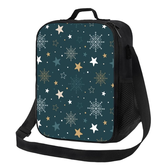 Balery Christmas Snowflake Caja de Almuerzo y Bolsa de Almuerzo para Hombres y Mujeres, Bolsa de Almuerzo Reutilizable con Gran Capacidad, Bolsa de Almuerzo Aislada