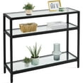 thumbnail image 2 of Alden Design  3-layer Modern Tempered Glass Console Table with Shelves for Living Room, Black, 2 of 8