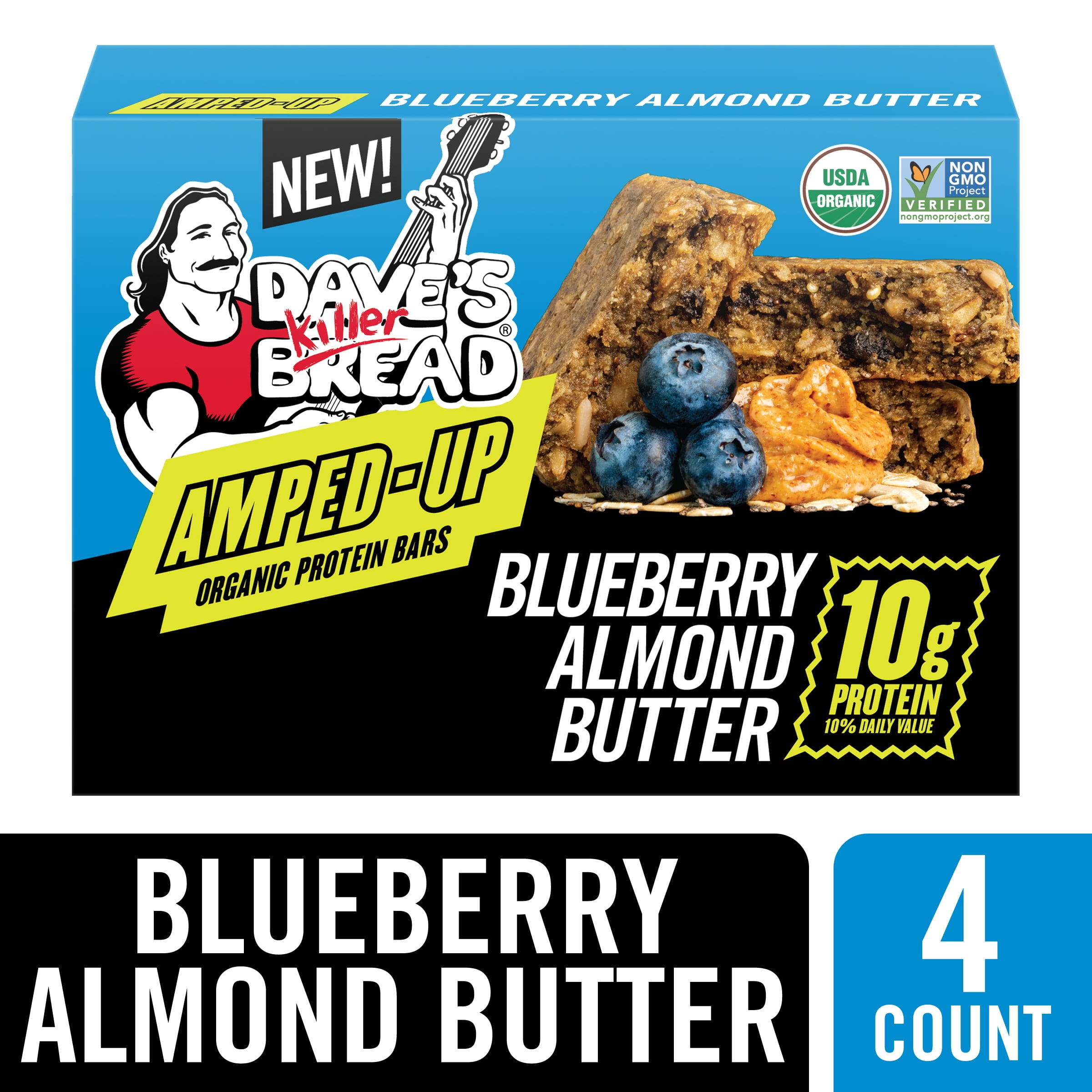 Dave's Killer Bread Blueberry Almond Butter Amped Up Protein Bars, 4 CT (Pack of 3)