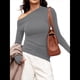 thumbnail image 1 of Blusas de Mujer con Hombros Descubiertos, Elegantes, de Larga, Asimétricas, Ajustadas, para Salir, de Otoño, con Frunces. Gris Oscuro XS, 1 of 8