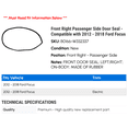 thumbnail image 2 of Front Right Passenger Side Door Seal - Compatible with 2012 - 2018 Ford Focus 2013 2014 2015 2016 2017, 2 of 2