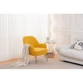 thumbnail image 5 of Modern Easy Clean Teddy Yellow Furry Upholstered Side Chair with Brushed Gold Leg Adjustable Legs For Indoor Home, 5 of 7