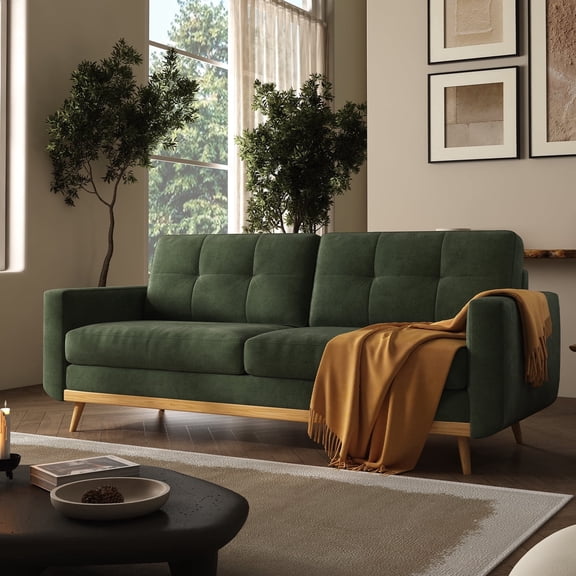 67.7” Loveseat Sofa, Mid Century Modern Decor Love Seat Couches for Living Room, Button Tufted Upholstered Small Couch for Bedroom, Solid and Easy to Install Love Seats Furniture