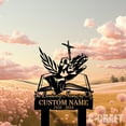 thumbnail image 2 of C-CRAFT Custom Cross With Praying Hand Bible Laurel Memorial Metal Garden Stake Weather Resistant, 2 of 4