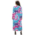 thumbnail image 2 of FKELYI Womens Long Sleeve Fall Dress Tie-Dye Pink Blue Print V Neck Maxi Casual Dress with Pockets Soft A-Line Flowy Tiered Waist Dresses for Ladies, S, 2 of 6
