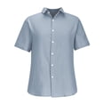 thumbnail image 2 of Mens Shirt Short Sleeve Casual Slim Fit Shirts Classic Business Lapel Collar Cotton T-Shirts Solid Basic Tops, 2 of 5