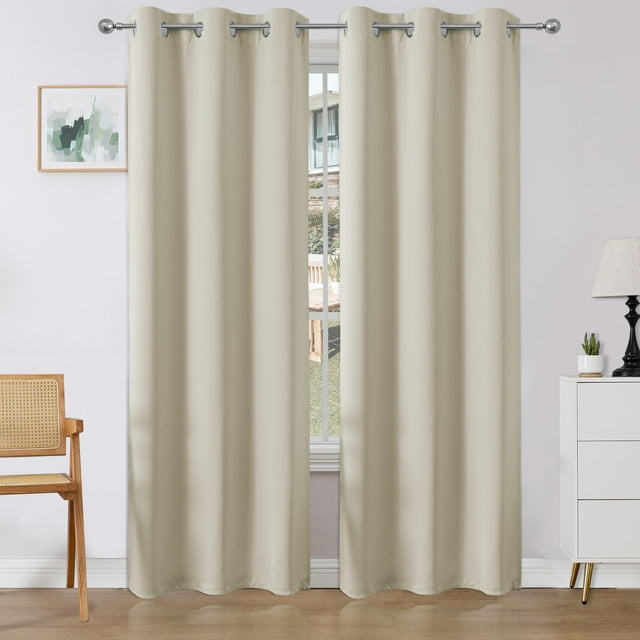 Cortinas Blackout Joydeco 230 cm de Largo Juego de 2 Paneles Beige Claro