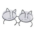thumbnail image 2 of Comedero elevado para gatos, cuenco, plato, estante de hierro, antideslizante, extraíble para comida seca y húmeda doble cuenco negro Yuyangstore Comedero para gatos, 2 of 8