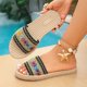 thumbnail image 4 of Luz de Cuerda Al Aire Libre Estilo Étnico de las Mujeres Tejido Cuña Plana Sandalias Bordado Colorido Pie Abierto, Zapatos Planos de las Mujeres, 4 of 9