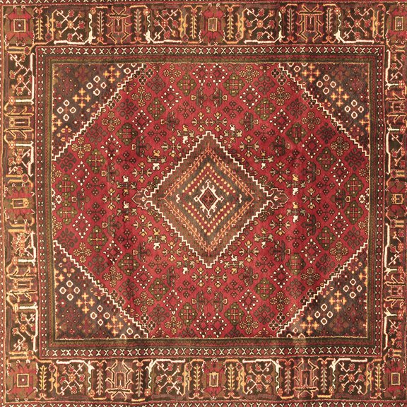 Ahgly Company Indoor Square Persian Brown Traditional Area Rugs, 5' Square