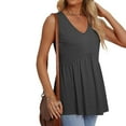 thumbnail image 5 of Womens Flowy Tank Tops, 2025 New Peplum Shirt, Loose Fitting Dressy Sleeveless V Neck Eyelet Blouse Ribbed Tank Tops for Women Black L, 5 of 9