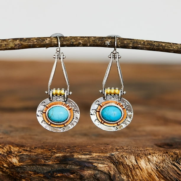 Pendientes de aleación Heldig estilo étnico vintage turquesa