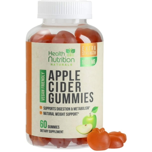 Health Nutrition Apple Cider Vinegar Gummy Highest Potency ACV Gummy Vitamin, 60 Gummies