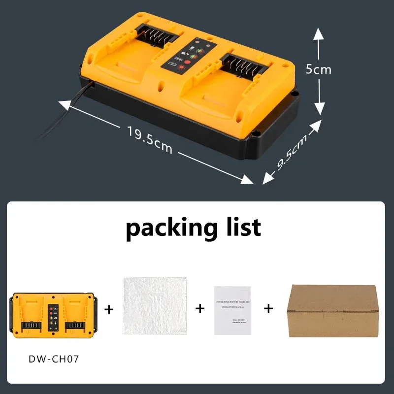 90W Fast Charger Dual Port for DeWalt 18V-20V Li-ion Batteries DCB207 DCB206 DCB204