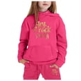 thumbnail image 2 of Zylarhe Girls Boys Sweatshirt Girls Long Sleeve Letter Print Hooded Sweater and Pants Outfit Set for Kids Watermelon Red 3-4 Years, 2 of 3