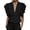 Black, variant on Women's T Shirt Summer Deep V Neck Ruffle Sleeve Tee Satin Elegant Flutter Short Sleeve Solid Color Shirts For Workout Party Wear For Female