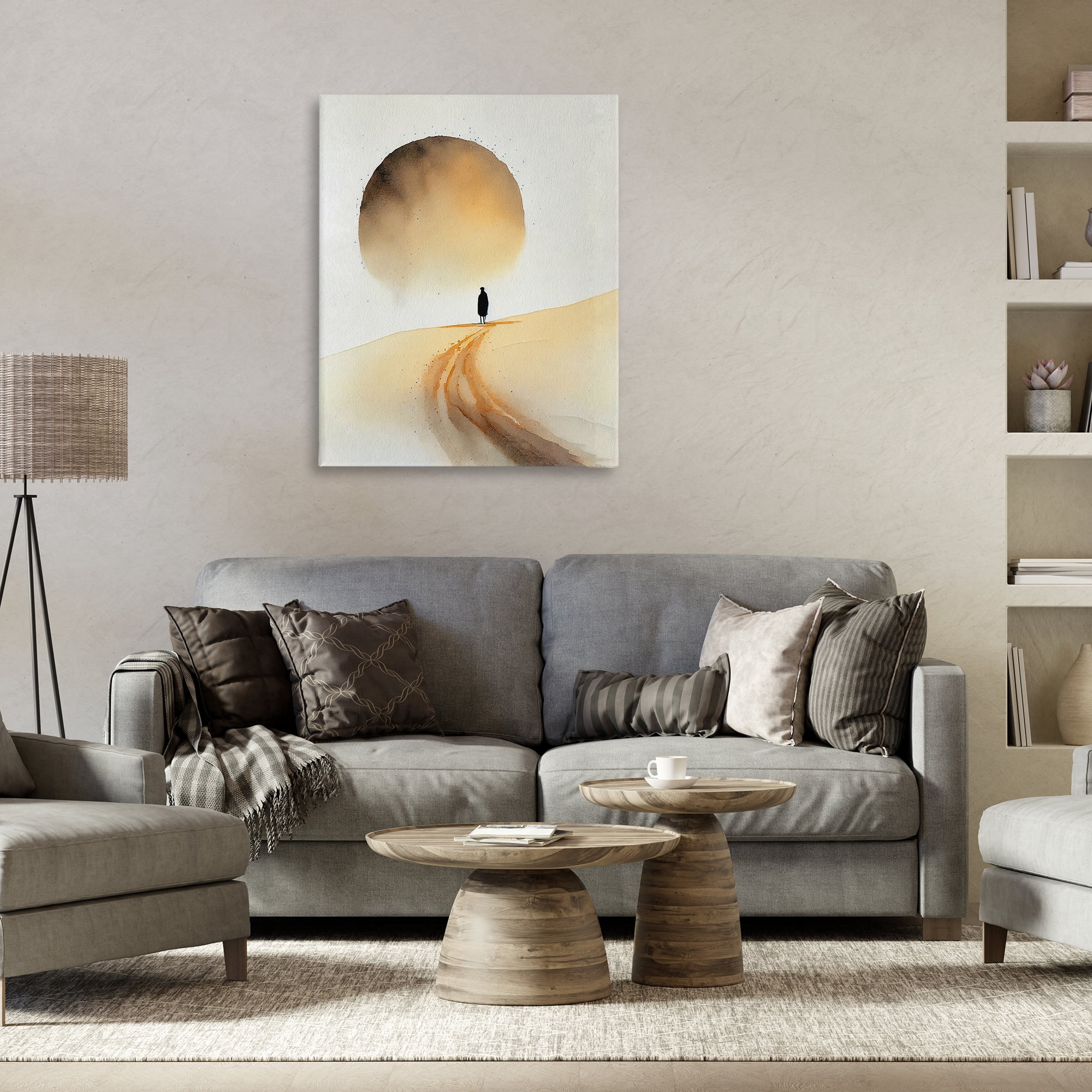 Stupell Industries Person Walking Desert Dunes Landscape Painting Gallery Wrapped Canvas Art Print Wall Art, 30 x 40
