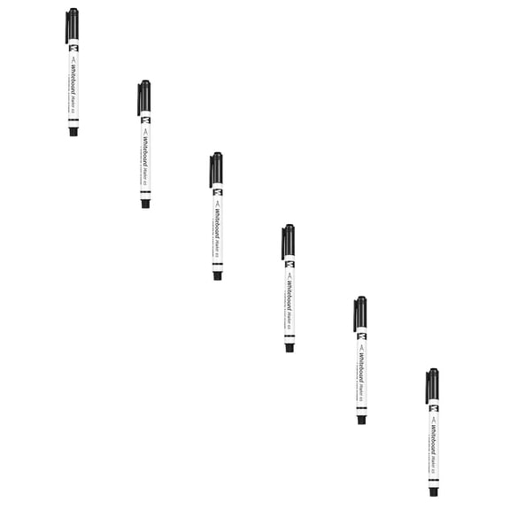 Dry Erase Markers for Whiteboard, 6-Piece Black Pens with Eraser, 0.5Mm Fine Tip Smooth Writing, Quick-Drying ink for Classroom, Office, Home (Black)