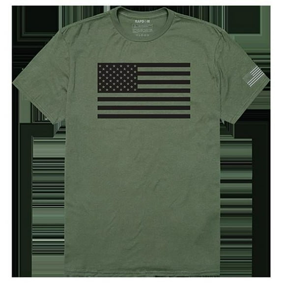 Tonal Flag Tactical Graphic Tee Shirt, Olive - Small