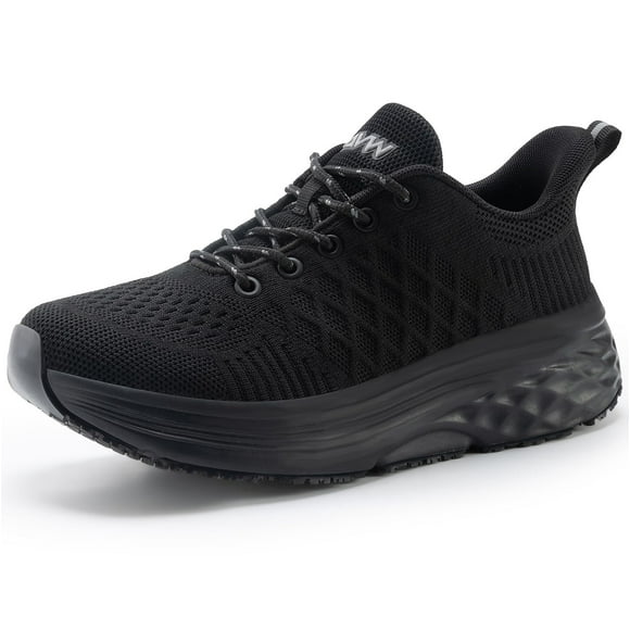 AVW Womens Non Slip Work Shoes Water Resistant Walking Sneakers Food Service Chef Kitchen Shoes Black