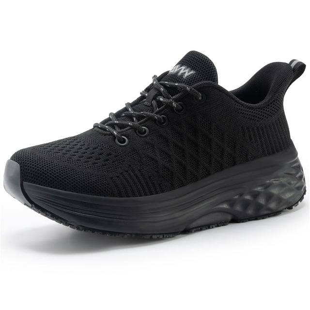 AVW Womens Non Slip Work Shoes Water Resistant Walking Sneakers Food Service Chef Kitchen Shoes Black