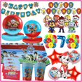 thumbnail image 2 of Decoración de fiesta de cumpleaños de la patrulla canina roja, vajilla de papel, tazas, platos, servilletas, Kit de globos, juego de suministros de feliz cumpleaños, 2 of 5