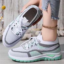 XIMIN Women's Thick-Soled Non-Slip Breathable Mesh Sneakers Orthopedic Loafers Comfortable Walking Athletic Fitness Tennis Walking School Shoes Lightweight Causal Shoes