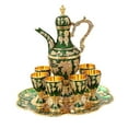 thumbnail image 4 of Juego de tetera vintage europea, juego de jarras de cristal y metal para decoración del hogar, juego de tetera turca Verde, 4 of 9