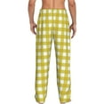 thumbnail image 3 of Haiem Yellow Checkboard Men's Pajama Pants Ultra Lightweight Pjs Bottoms Sleepwear Bottom Pants with Pocket Drawstring-Small, 3 of 9