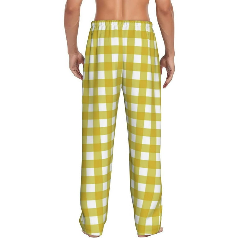 Fotbe Yellow Checkboard Men s Pajama Pants Sleepwear Pants Pj Bottoms Drawstring And Pockets Large Walmart