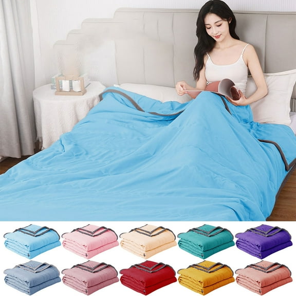 Summer Cooler Quilt for Hot Sleepers and Night Sweats Ice Blanket for Sleeping Cooler Comforter Double Cold Effect Blanket Cooler Fiber Ice Blanket for All Season Lightweight