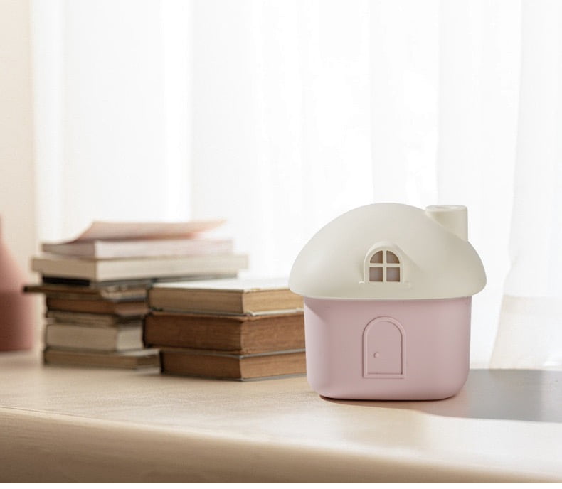 300ml Small House Humidifier with 7-Color Ambient Light, USB Rechargeable Cool Mist Humidifier, 2-Speed Timed Spray, Quiet Personal Humidifier for Bedroom, Office, Baby Room & Travel, Green/Pink