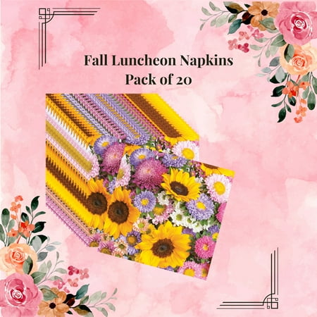 Keep Unique Fall Flower Everyday Napkins, Decoupage Paper Napkins, Assorted Color, 20/Pack