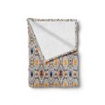 thumbnail image 2 of Boho Soft Flannel Fleece Throw Blanket, Chevrons Strips and Dots with Hearts Vintage Like Print, Cozy Plush for Indoor and Outdoor Use, 50" x 70", Orange Burgundy, by Ambesonne, 2 of 6
