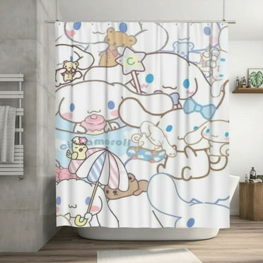 Cute Cinnamoroll Shower Curtain, 72 x 72 inch Waterproof Fabric Shower Curtains for Bathroom, Cute Farmhouse Bath Decor Washable Bath Curtain with 12 Hooks