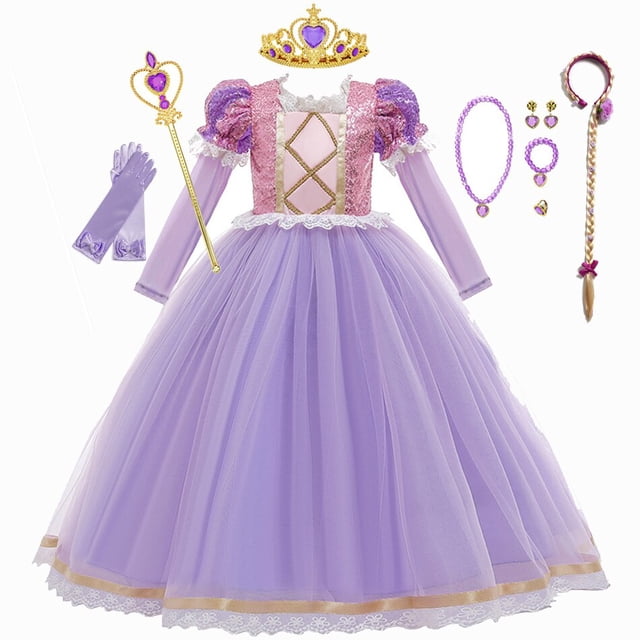 Disney niños niña Rapunzel princesa vestido niños Cenicienta Ariel carnaval Cosplay disfraz cumpleaños fiesta vestido ropa 3T (etiqueta 110) Gao Jinjia LED