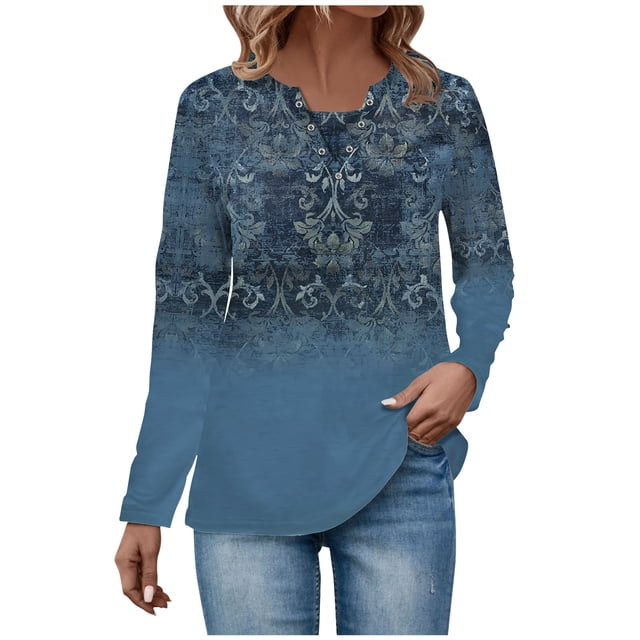 Lolmot T-shirt Bas Ajusté à Manches Longues pour Femmes en Peluche Imprimée à Col en V Patchwork