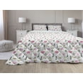thumbnail image 1 of Floral Comforter & Sham Bedding Set, Print of Colorful Perfume Bottles and Flowers on a Background of Stripes, 3 pcs Duvet Set Microfiber Filling Quilt, 5 Sizes, White and Multicolor, by Ambesonne, 1 of 4