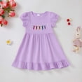 thumbnail image 2 of YDFCWXW Toddler Baby Girl Back to School Dress Crayon Bow Embroidery Puff Sleeve Dresses Summer Clothes (Light Purple, 3-4 Years), 2 of 9