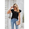 thumbnail image 5 of XCHQRTI Womens Petal Sleeve Shirt Lace Eyelet Cap Tunic Blouse Square Neck Pleated Tshirt Tops, 5 of 8