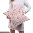 thumbnail image 4 of Ambesonne Pink Green Fabric by the Yard Upholstery, Checkered Flower Petals, 1 Yard, Pale Pink White, 4 of 4