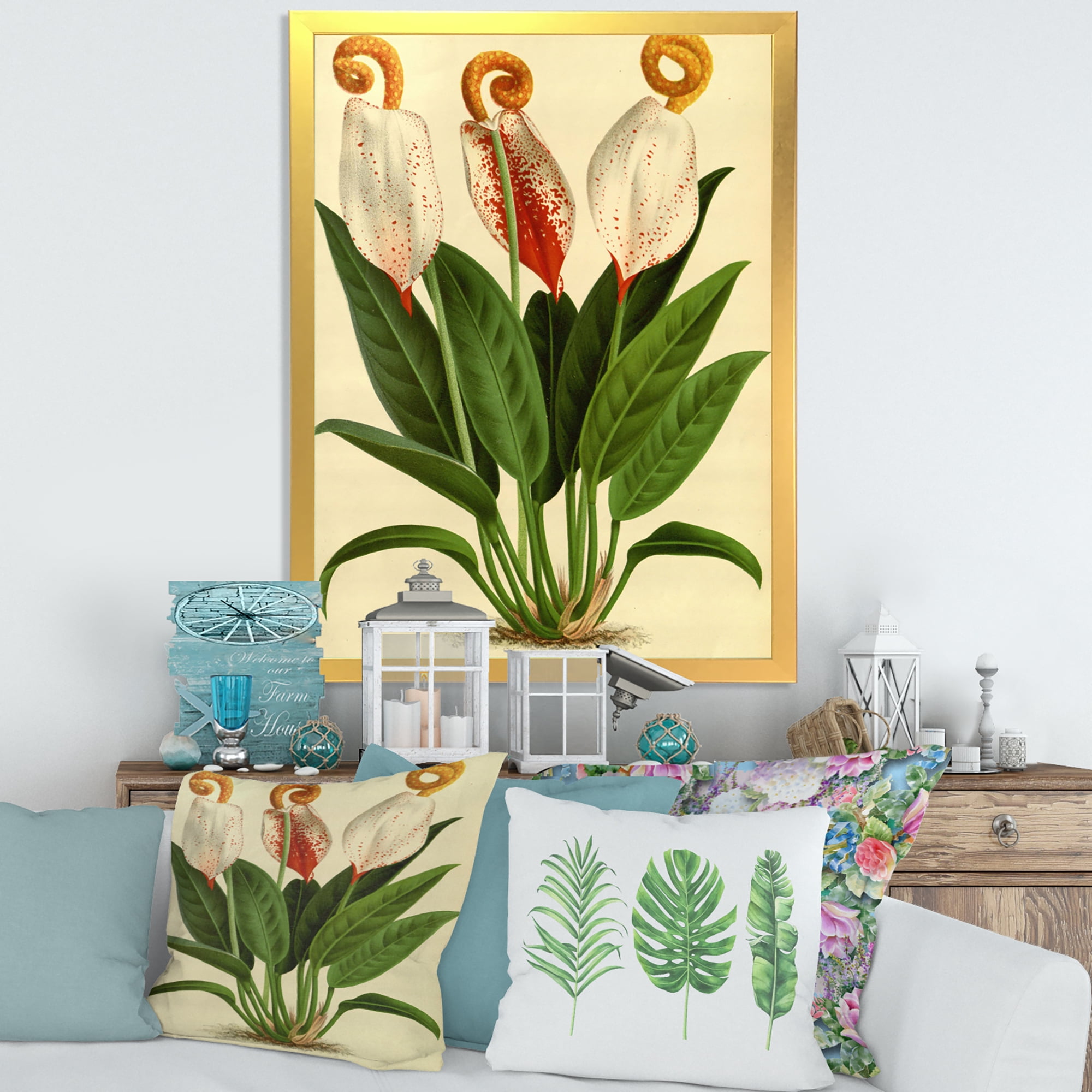 Designart 'Retro Wildflowers' Farmhouse Framed Art Print