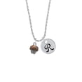 thumbnail image 2 of Delight Jewelry Silvertone Small Chocolate Cupcake with Crystal Sprinkles Silvertone Script Initial Disc - R - Charm Necklace, 20"+3", 2 of 4